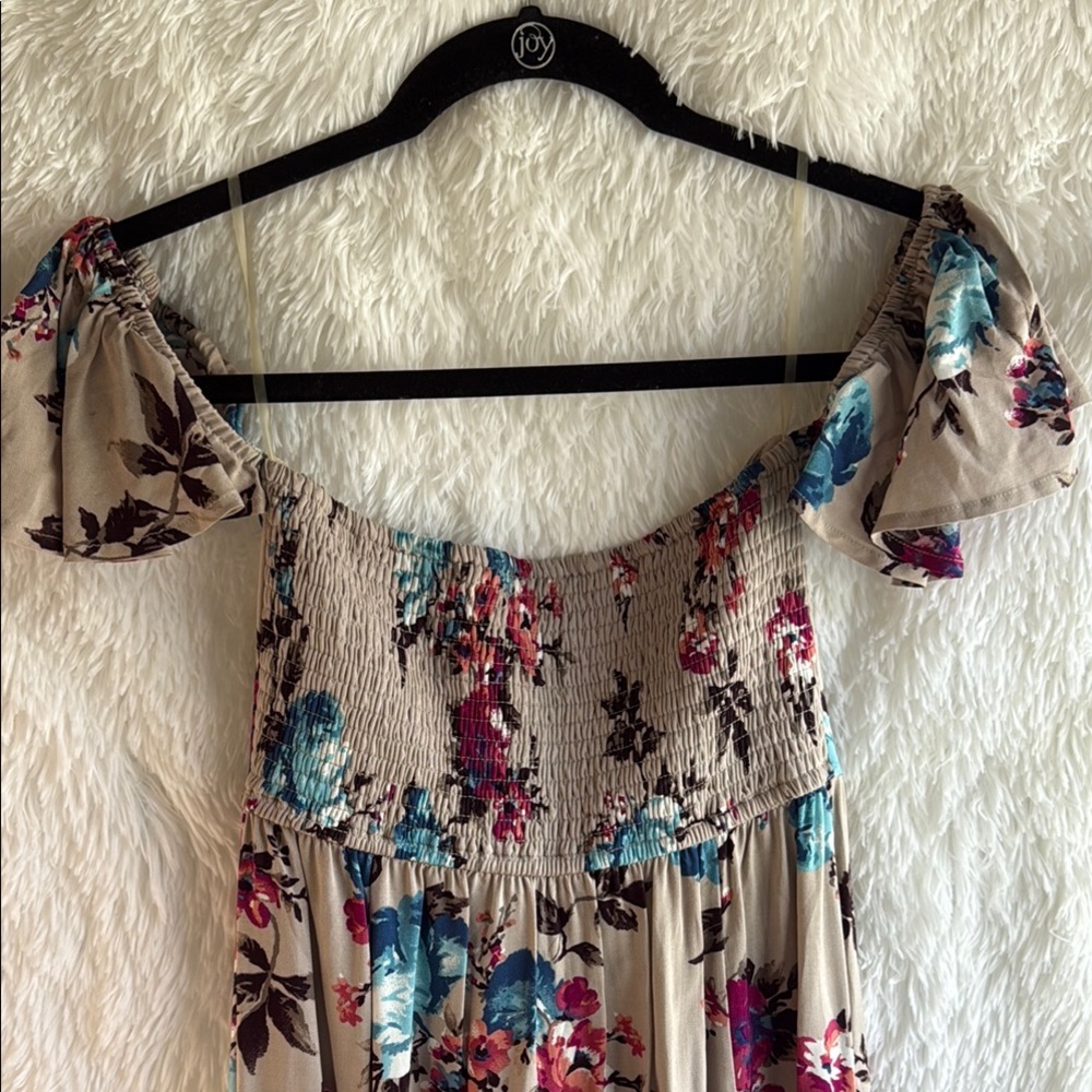 Band of Gypsies Cream Smocked Ruffled dress